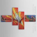 Hand-painted Abstract Oil Painting - Set of 4