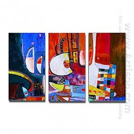 Hand-painted Abstract Oil Painting - Set of 3