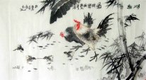 Chicken-Bamboo - Pintura Chinesa