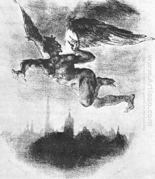 Mephistopheles Over Wittenberg From Goethe S Faust 1839