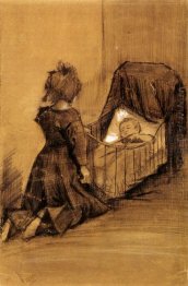 Girl Kneeling By A Cradle 1883