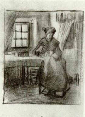 Interieur met Vrouw, naaiend 1885 1