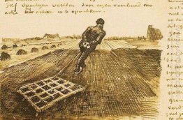 Man Pulling A Harrow 1883