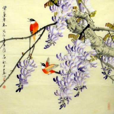 Vogels-Bloemen - Chinees schilderij