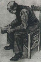 Man sitter läser en bok 1882