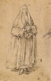 Standing Woman Holding A Muff Facing Right 1760