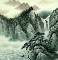 Montagnes, rivière - peinture chinoise