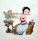 Mooie dame, Fluit - Chinees schilderij