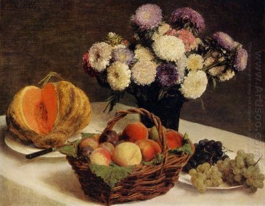 Blommor och frukt A Melon 1865