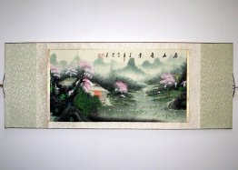 Landscape with river - Mounted - Chinese Painting