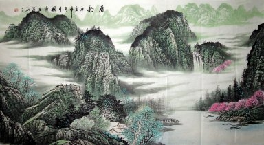 Montanhas e água - pintura chinesa