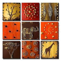 Hand-painted Animal Oil Painting - Set of 9