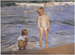 Children Bathing In The Afternoon Sun 1910