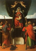 Мадонна с младенцем на троне с четырех святых 1546