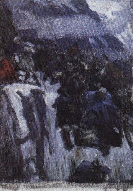 Russische Truppen unter dem Suworow, der die Alpen-Studie 1899