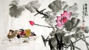 Lotus-Canard mandarin - Peinture chinoise
