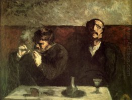 Two Men Sitting With A Table Or The Smokers