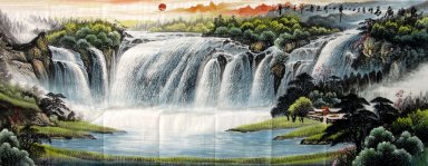 Montanhas e cachoeira - Pintura Chinesa