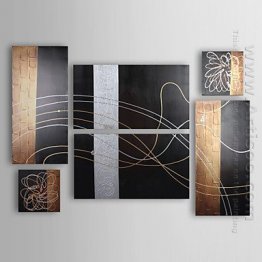 Hand-painted Abstract Oil Painting - Set of 6