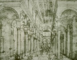 Perspective drawing for Church of Santo Spirito in Florence