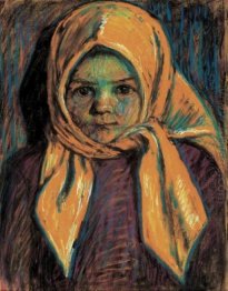 Little girl with yellow babushka