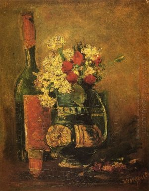 Vase avec des oeillets et Bouteille 1886