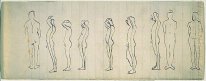 Nine studies of a figure