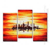 Hand-painted Abstract Oil Painting - Set of 3