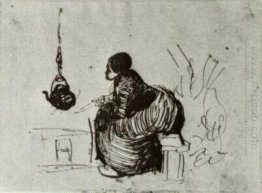 Peasant Woman Sitting By The Fire 1885