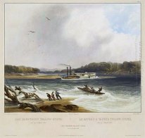 Yellowstone, Missouri River steamboat, depicted as aground on