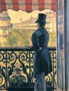 Homem em um balcão Boulevard Haussmann 1880