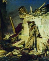 Cry Of Prophet Jeremiah On The Ruins Of Jerusalem On A Bible Sub