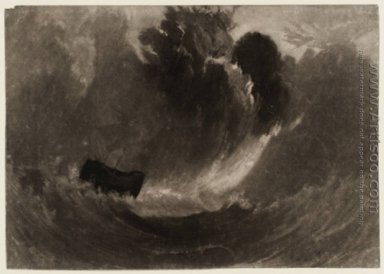 Schip in een Storm, van de Kleine Liber, gegraveerd door de kuns