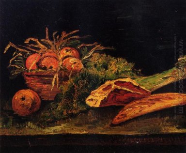 Stilleven met appeltjes Vlees en Een Broodje 1886