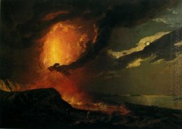 Vesuvius In Eruption With A View Over The Islands In The Bay Of