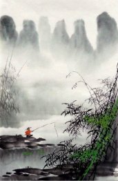 One boat on the river - Chinese Painting