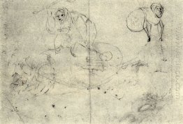 Figure In A Beehive And A Monsterb A Cursory Sketch Of Two Women