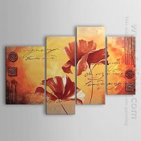 Hand-painted Floral Oil Painting - Set of 4