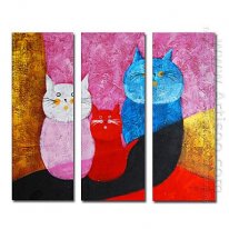 Tangan-Dicat Oil Painting Hewan Oversized Lebar - Set 3