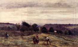 Ville D Avray The Heights Peasants Working In A Field