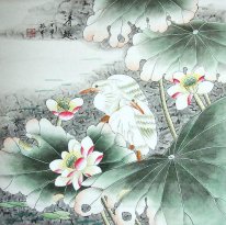 Crane & Lotus - Pittura cinese