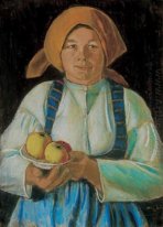 Young wife keeping apples