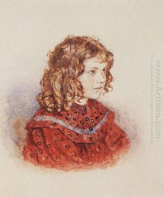 Portrait de jeune fille avec la robe rouge