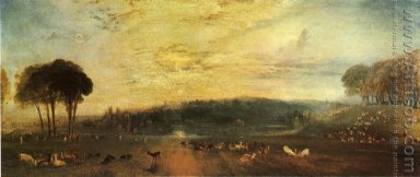 O lago, Petworth do por do sol, um Stag Beber, c.1829