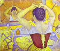 Woman At Her Toilette Wearing A Purple Corset 1893