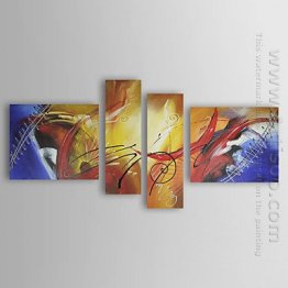 Hand-painted Oil Painting Abstract Oversized Wide - Set of 4