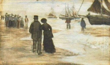 Op het strand van Scheveningen en boten 1882