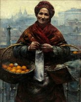 Judisk kvinna som säljer apelsiner