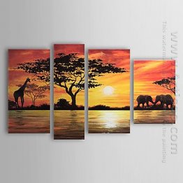 Hand-painted Landscape Oil Painting - Set of 4