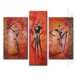 Hand-painted Oil Painting People Oversized Wide - Set of 3